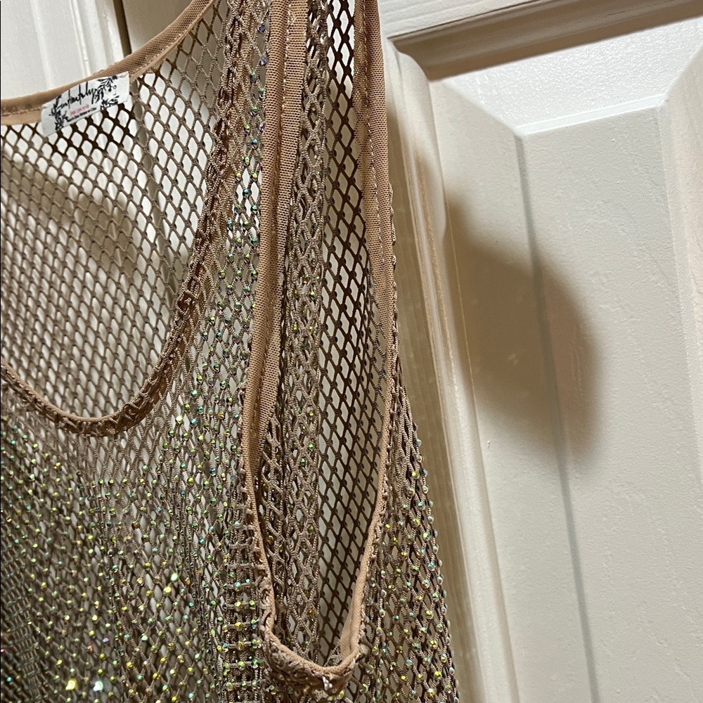 Free People Intimately Filter Finish Mesh & Crystal Cropped Tank — Size L - Picture 4 of 9